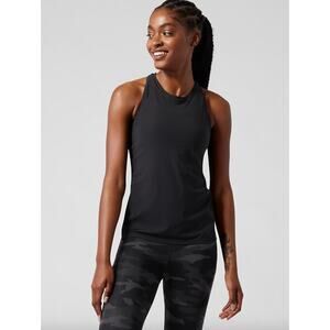 Athleta Tank Top Womens Medium Black Ultimate Train Racerback High Neck UPF 30